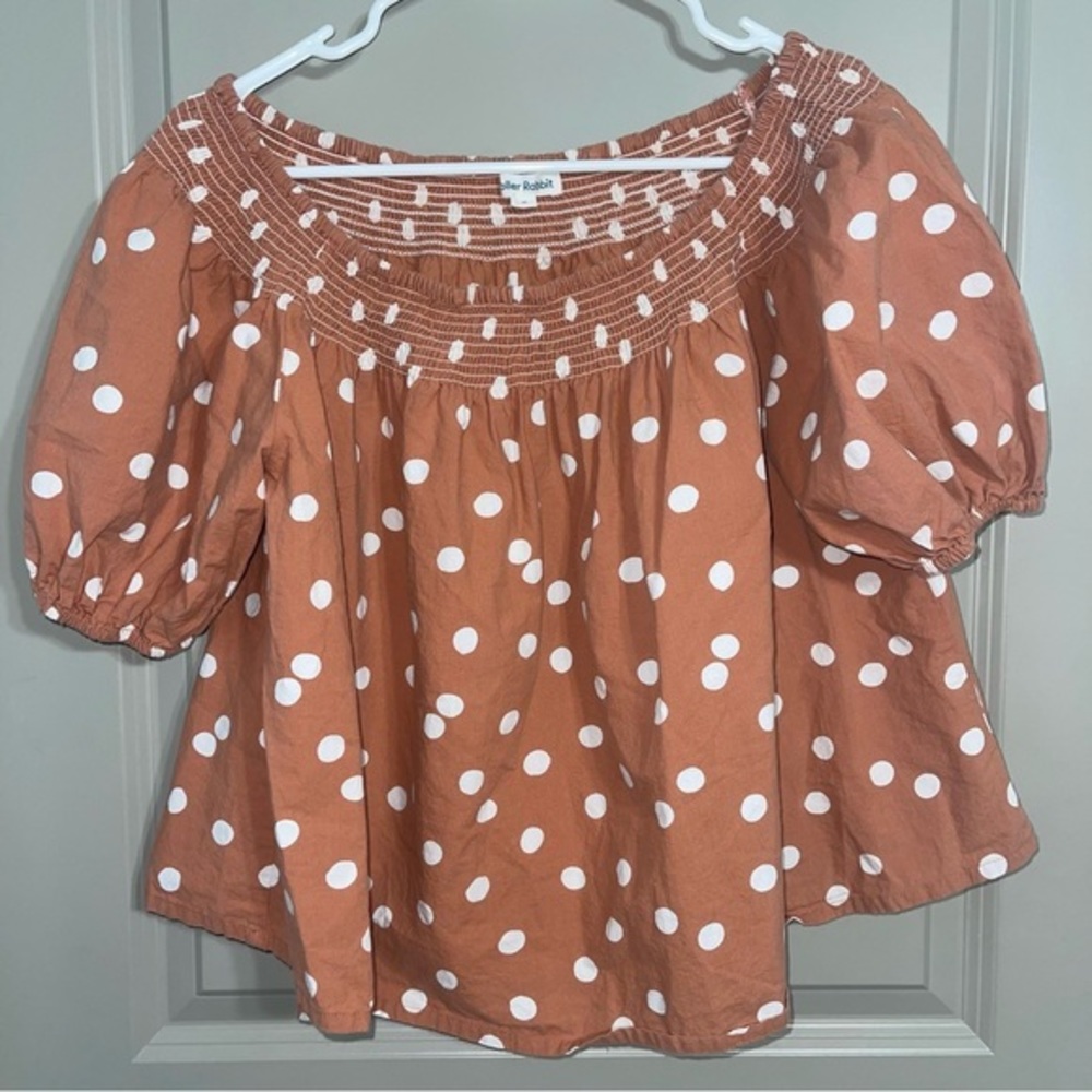 Roller Rabbit Polka Dot Puff Sleeve Denida Blouse - Picture 2 of 9